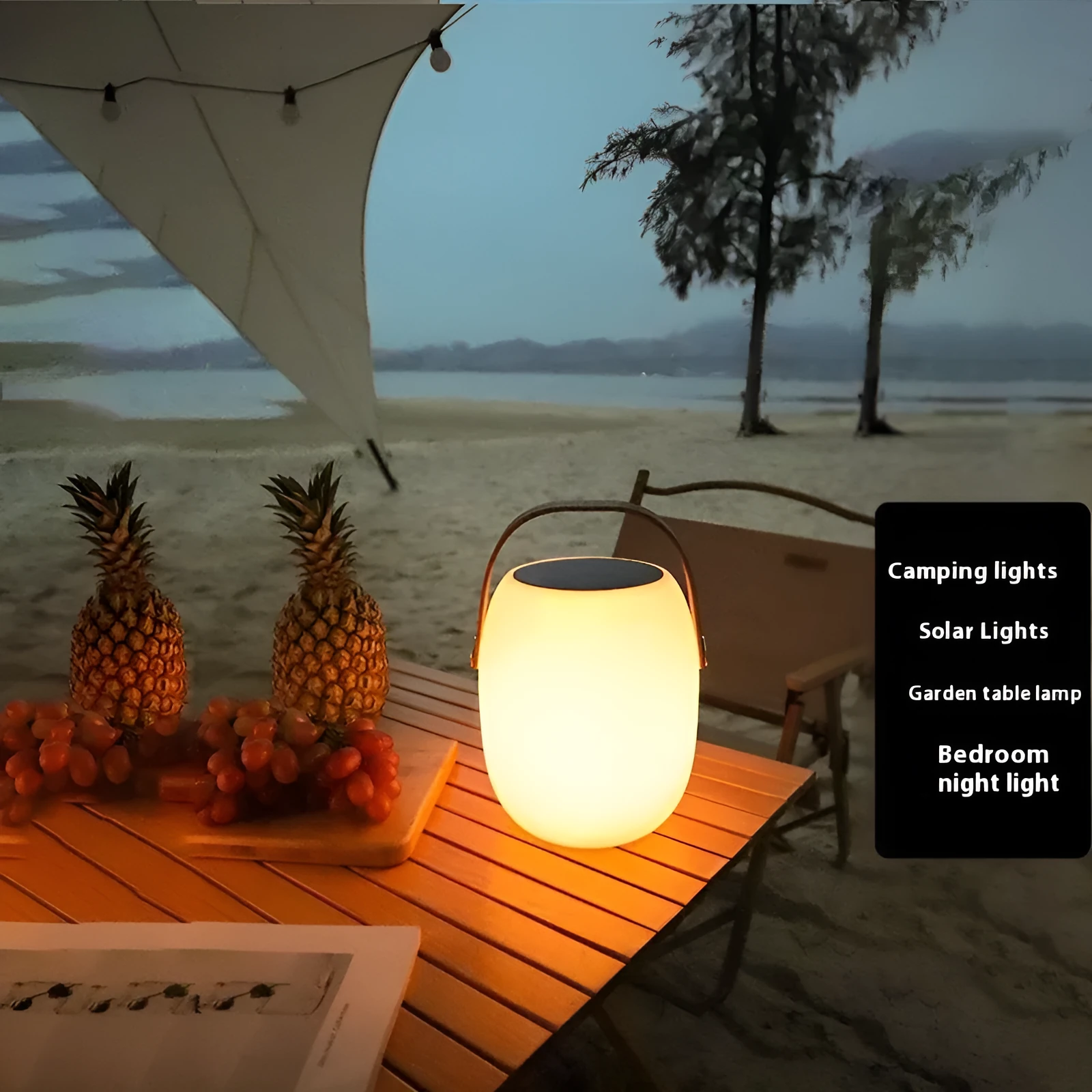 White plastic garden ambience light, IP65 waterproof, USB rechargeable, two sizes 18x27cm and 21x31cm