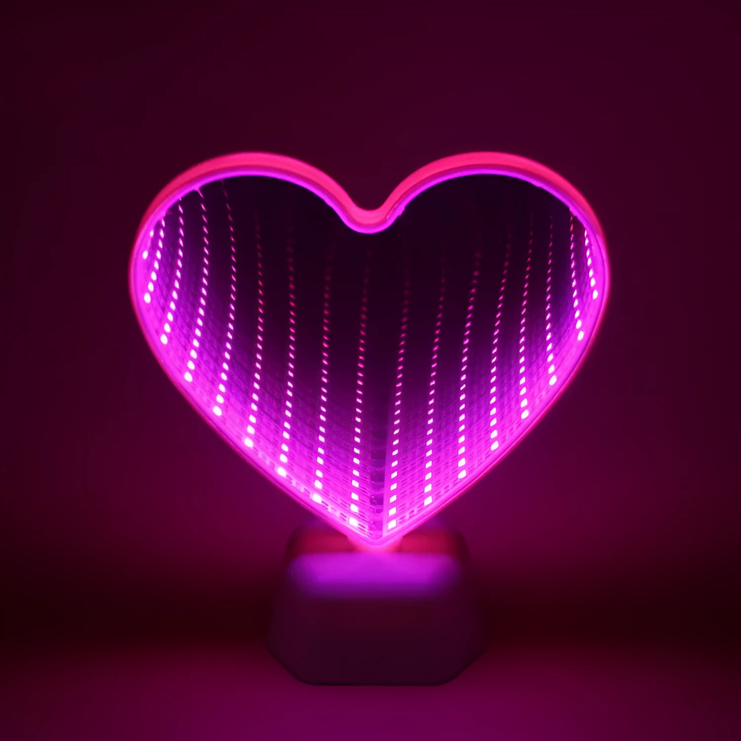 Double-sided plastic love tunnel LED light with rose red illumination measuring 16cm wide