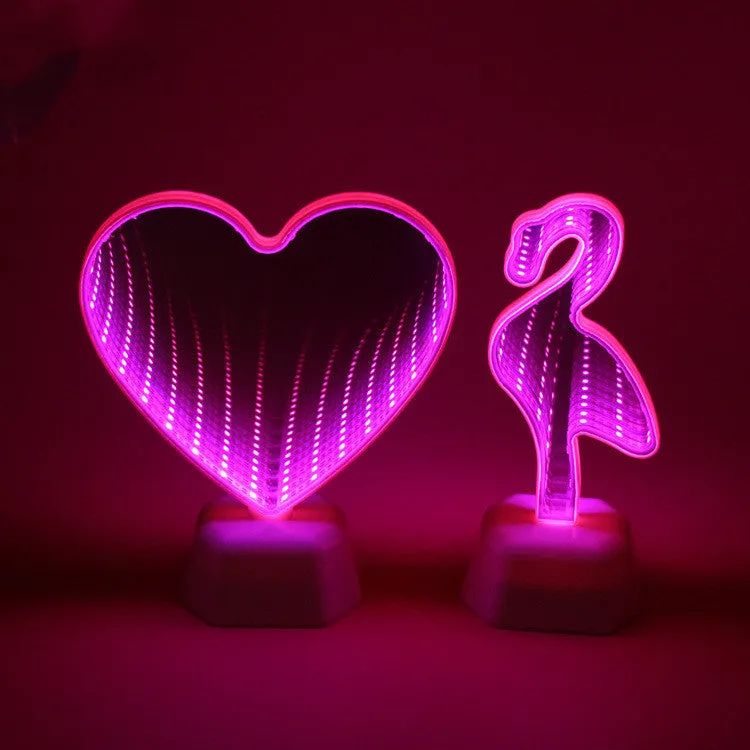 Double-sided plastic love tunnel LED light with rose red illumination measuring 16cm wide