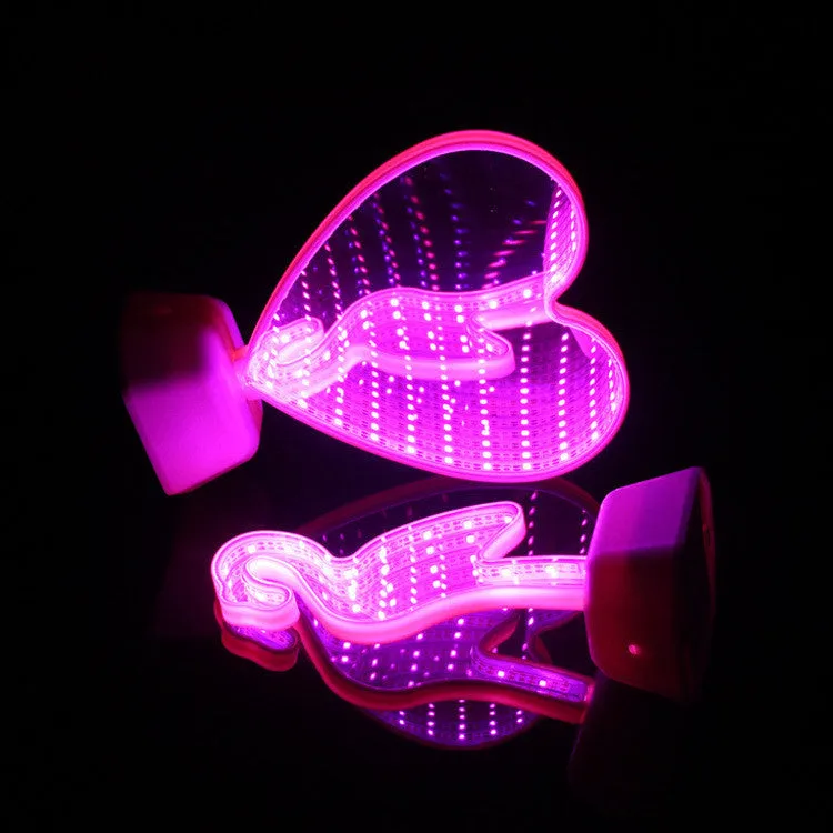 Double-sided plastic love tunnel LED light with rose red illumination measuring 16cm wide