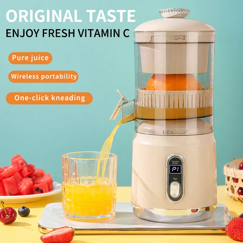 Portable electric juicer with pulp separation, 600ml capacity, ABS body, in beige colour