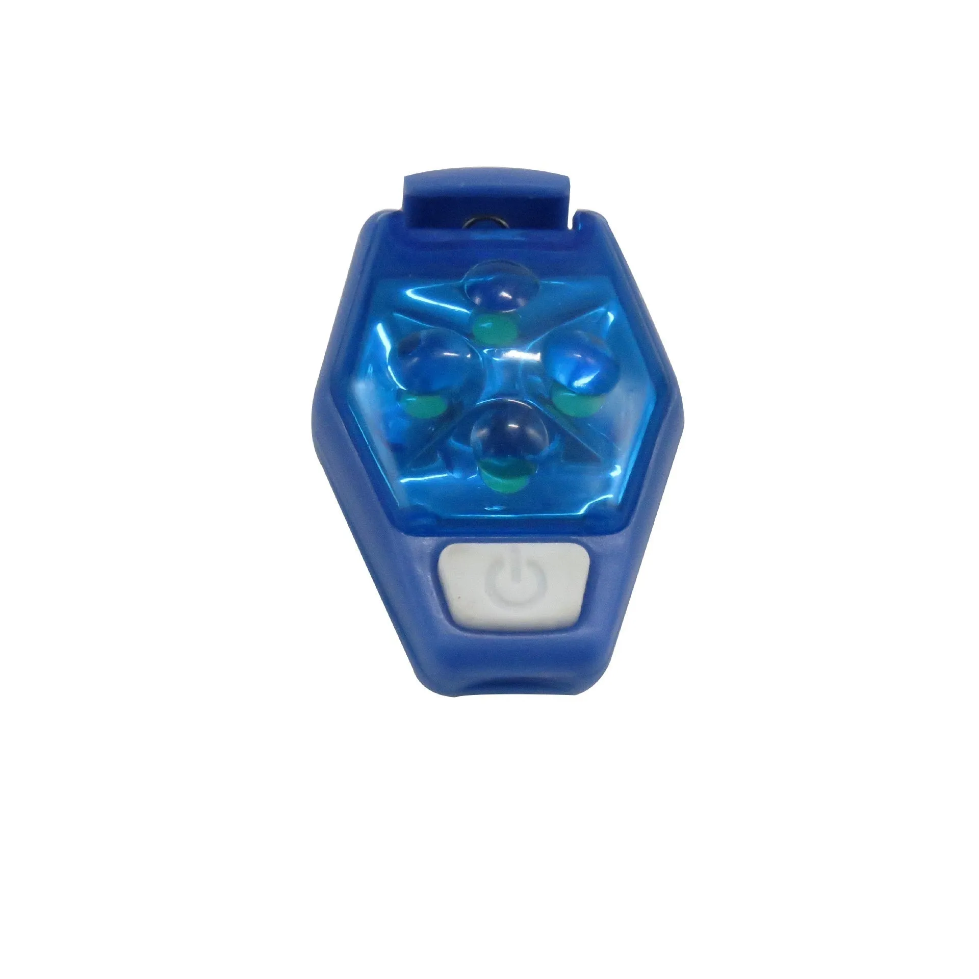 Multi-colour LED diamond night running clip lamp with seven colour options shown on black background