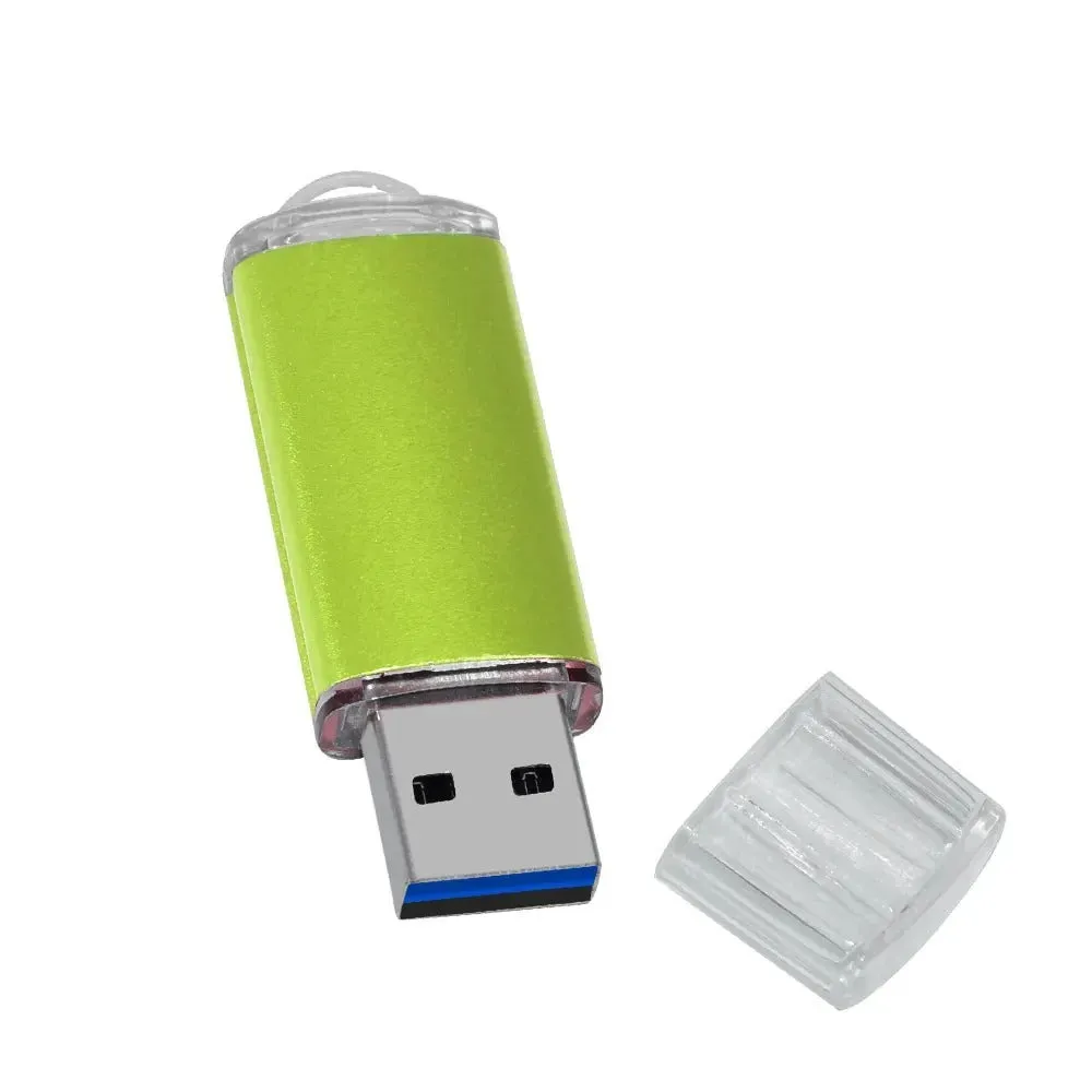 Purple metal USB 2.0 flash drive with compact rectangular shape on plain background