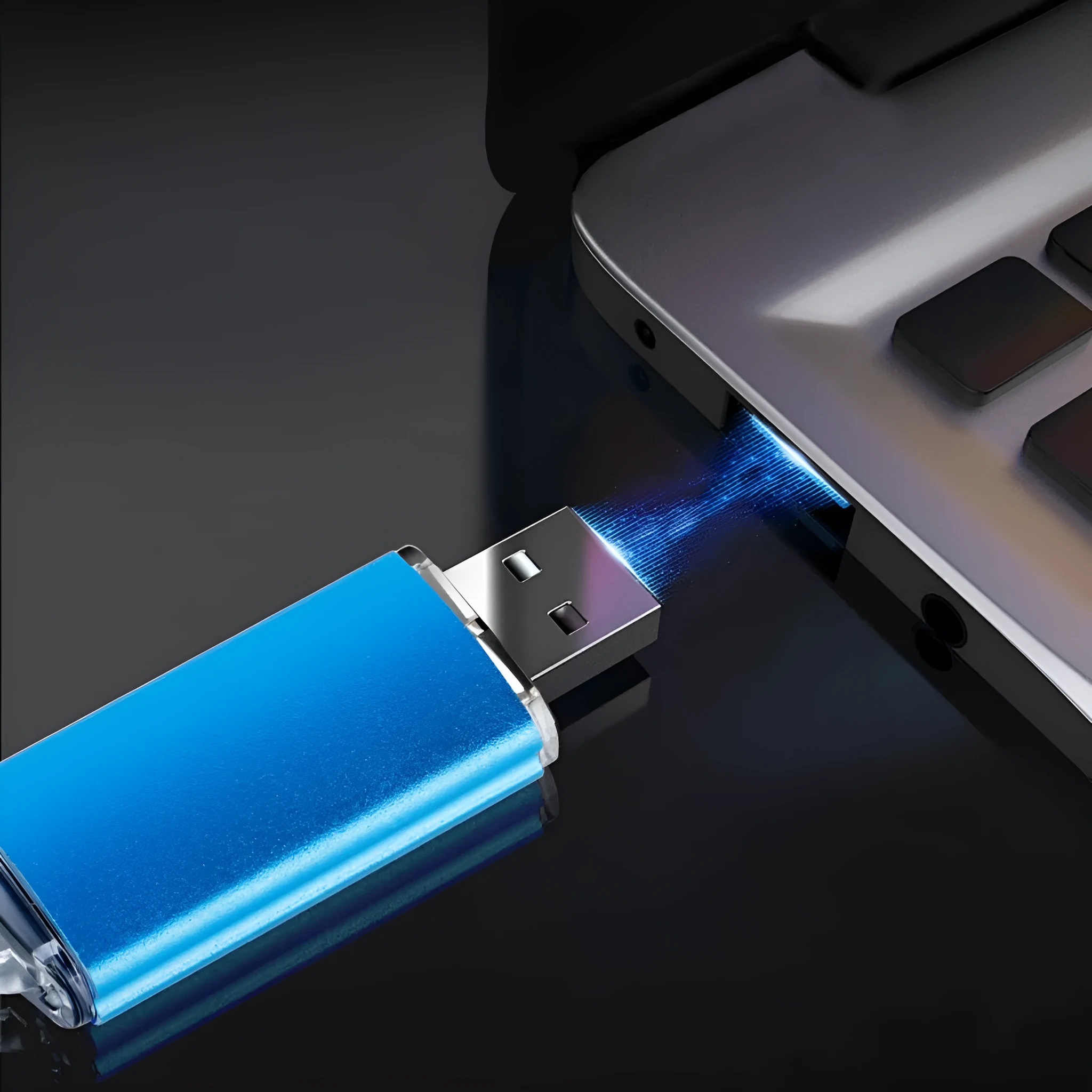 Purple metal USB 2.0 flash drive with compact rectangular shape on plain background