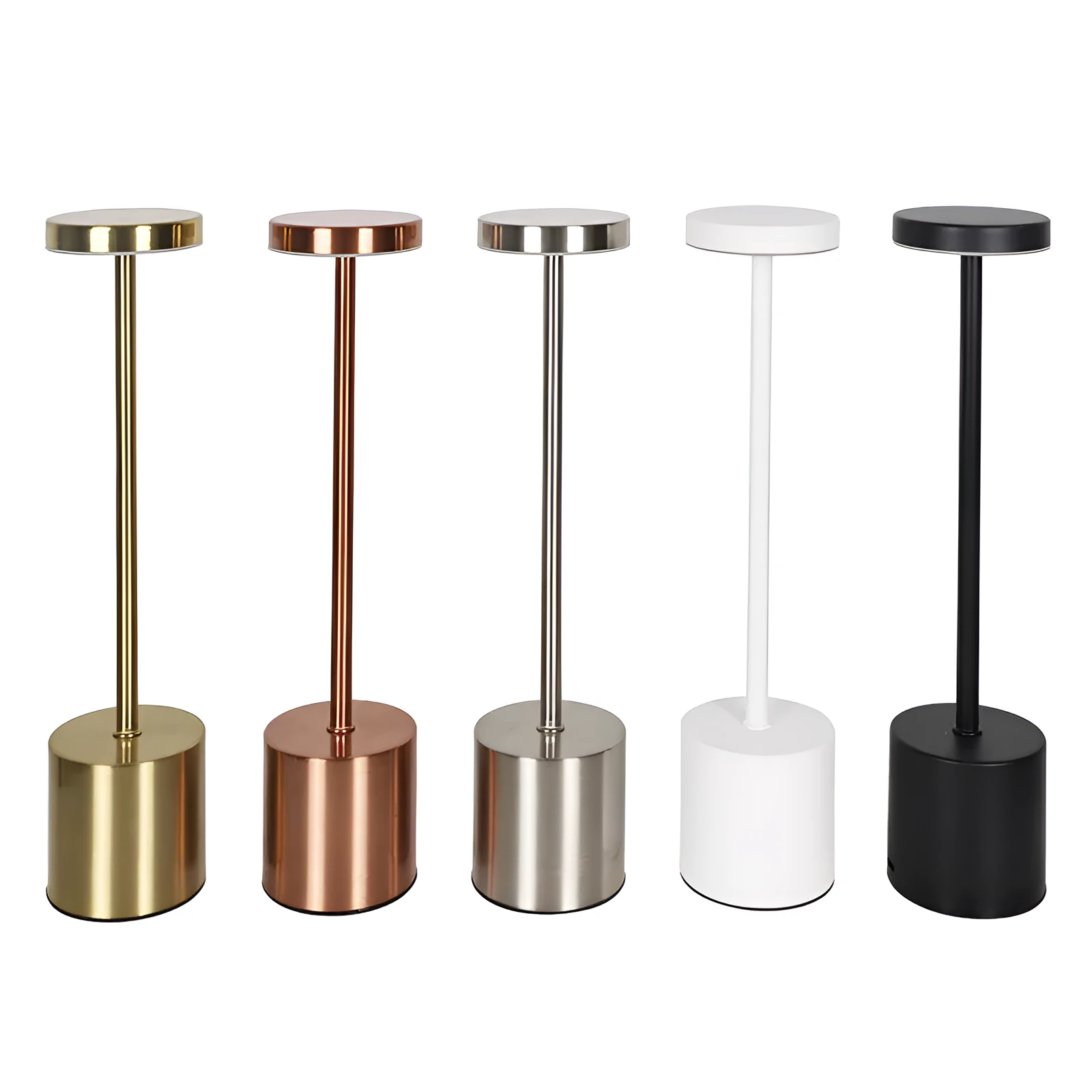Modern minimalist table lamp with iron I-shaped frame and silver finish, LED ambient light for bedroom or bar