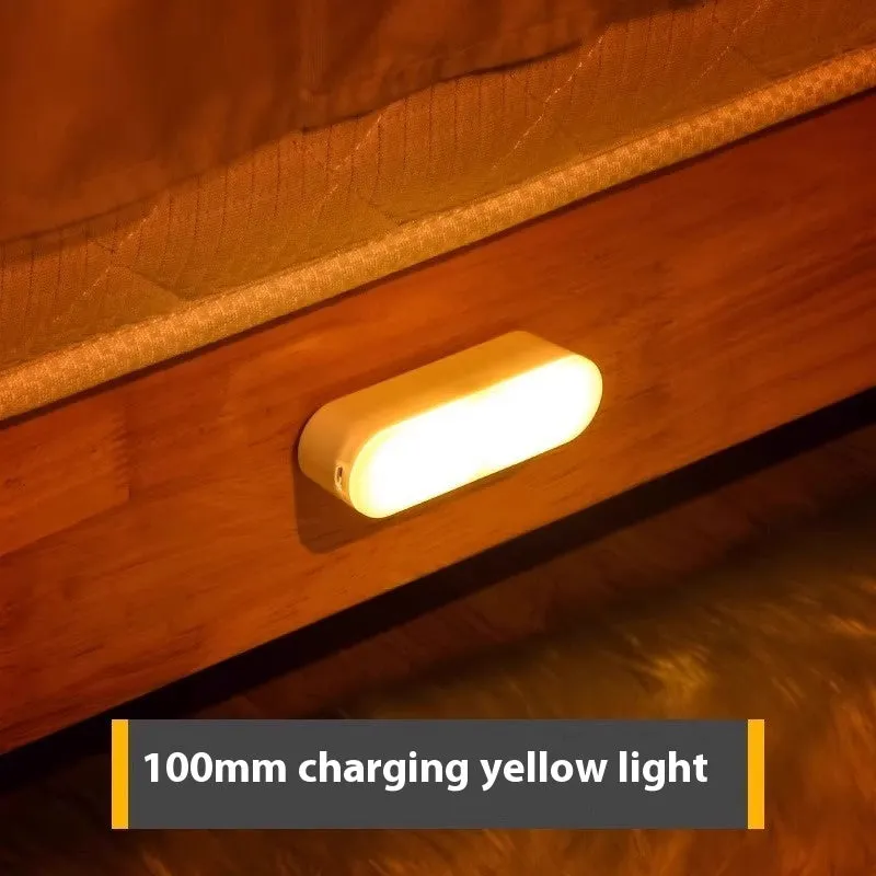 Ultra-thin geometric human body sensor rechargeable night lamp with warm light and USB charging cable