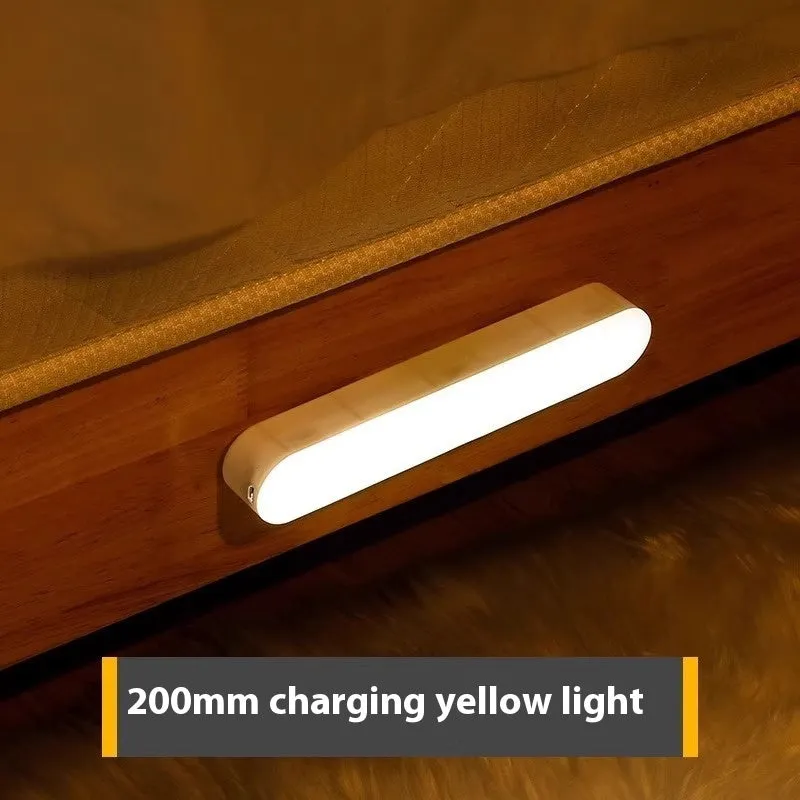 Ultra-thin geometric human body sensor rechargeable night lamp with warm light and USB charging cable