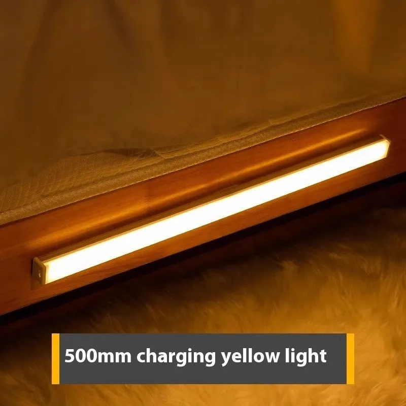 Ultra-thin geometric human body sensor rechargeable night lamp with warm light and USB charging cable