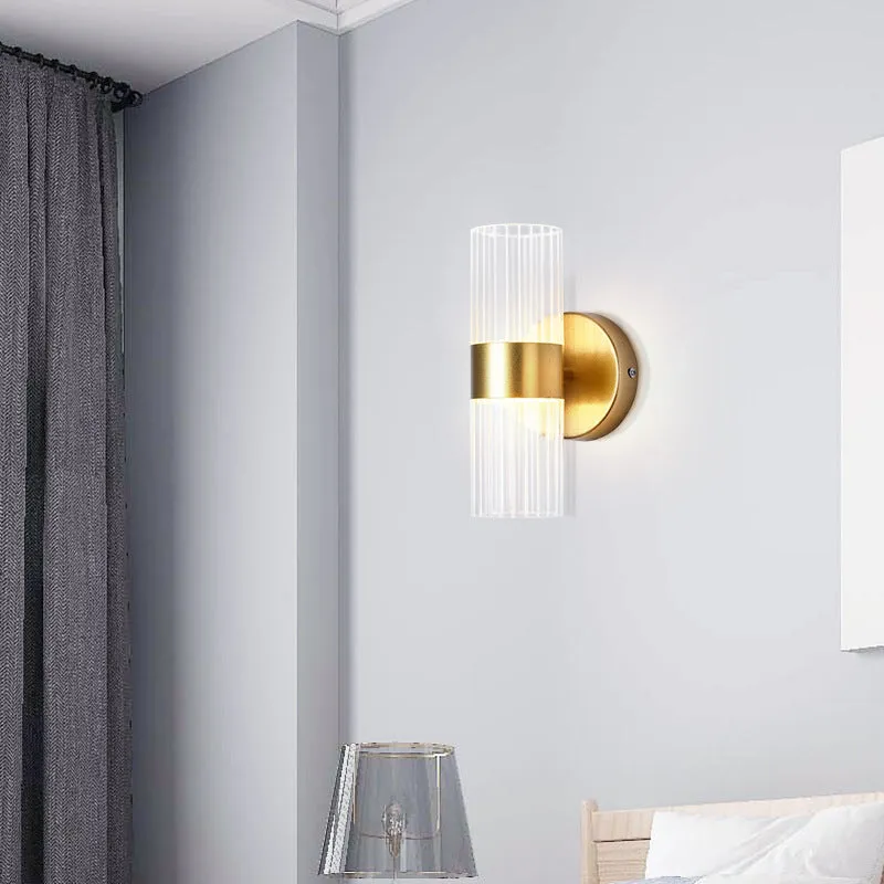 Round tube LED wall lamp black gold finish up and down light iron acrylic modern simple