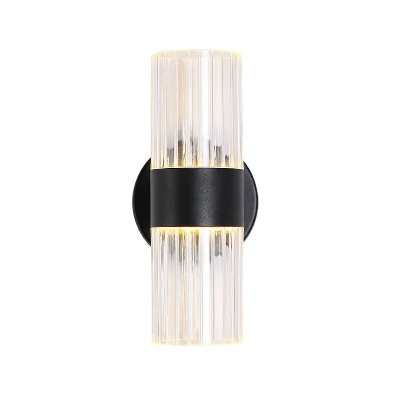 Round tube LED wall lamp black gold finish up and down light iron acrylic modern simple