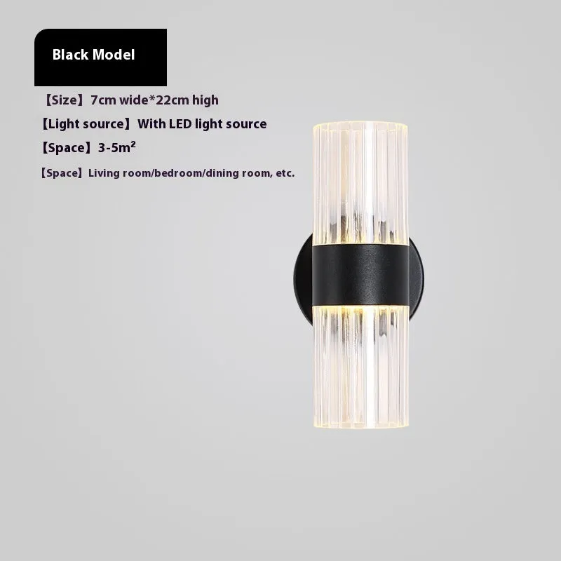 Round tube LED wall lamp black gold finish up and down light iron acrylic modern simple