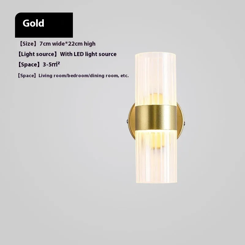 Round tube LED wall lamp black gold finish up and down light iron acrylic modern simple