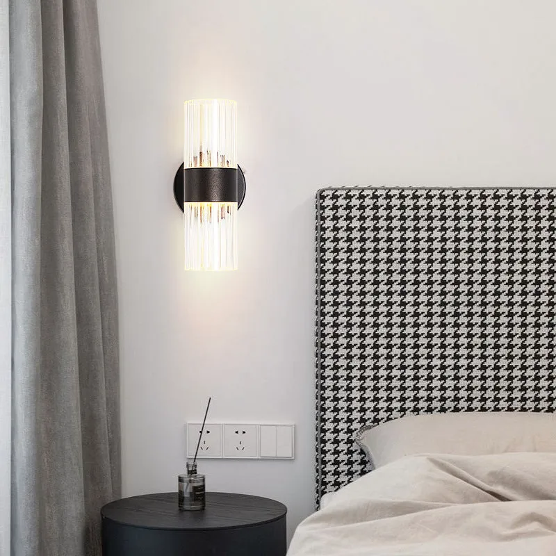 Round tube LED wall lamp black gold finish up and down light iron acrylic modern simple