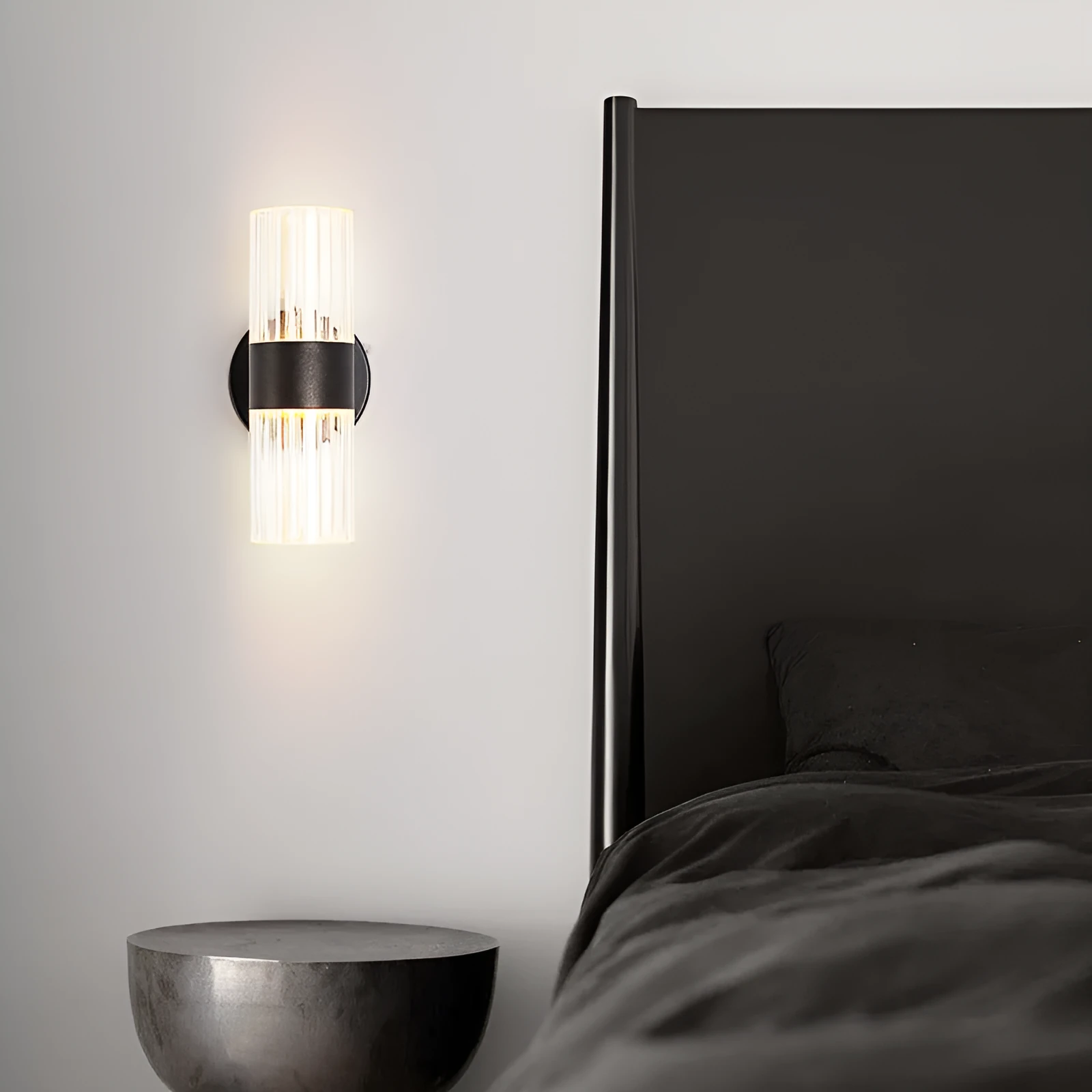 Round tube LED wall lamp black gold finish up and down light iron acrylic modern simple