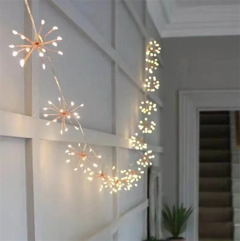 Dandelion LED fireworks lamp flower shape 6.25m outdoor garden light warm white or colourful