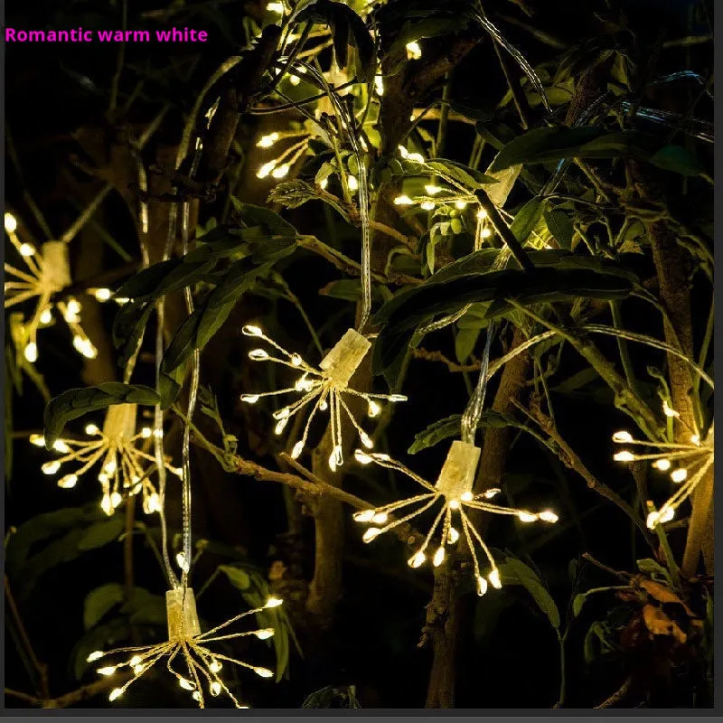 Dandelion LED fireworks lamp flower shape 6.25m outdoor garden light warm white or colourful