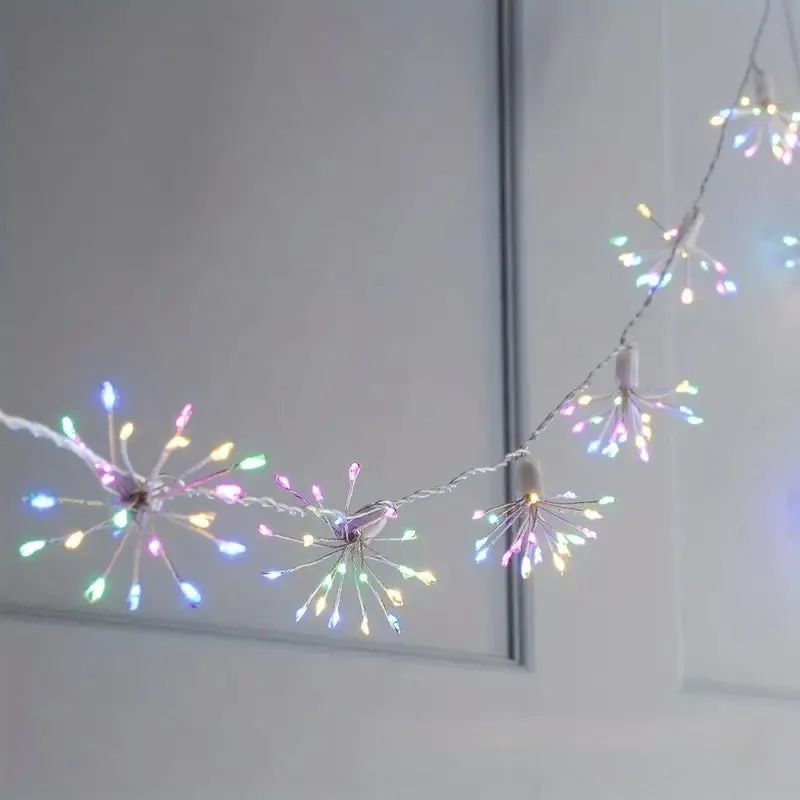 Dandelion LED fireworks lamp flower shape 6.25m outdoor garden light warm white or colourful