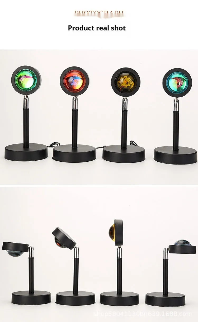 Sunset red USB floor lamp in modern simplicity style, 12.5 x 27 cm, with RGB colour options on a desk.