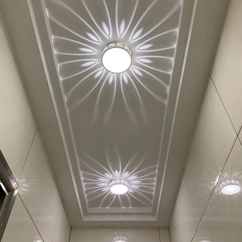 Modern 15cm LED ceiling light with 3W warm light, plastic and alloy construction, concealed installation