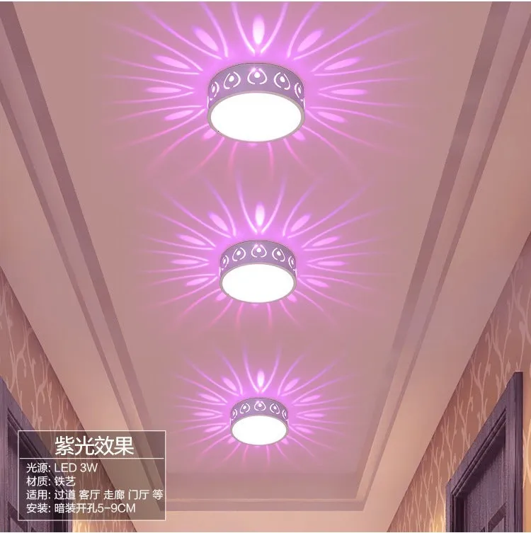 Modern 15cm LED ceiling light with 3W warm light, plastic and alloy construction, concealed installation