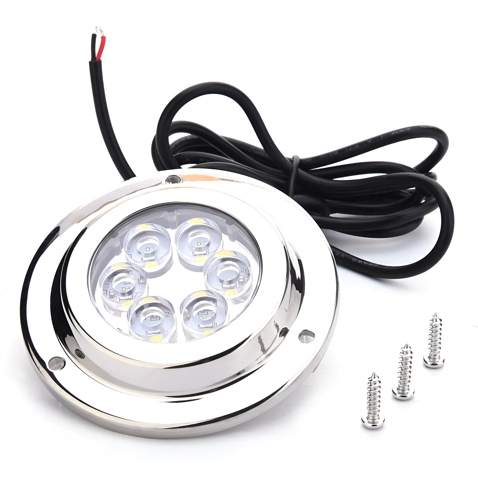 Stainless steel underwater light 12V 6 LED white IP68 marine boat yacht accessory 92.8mm diameter