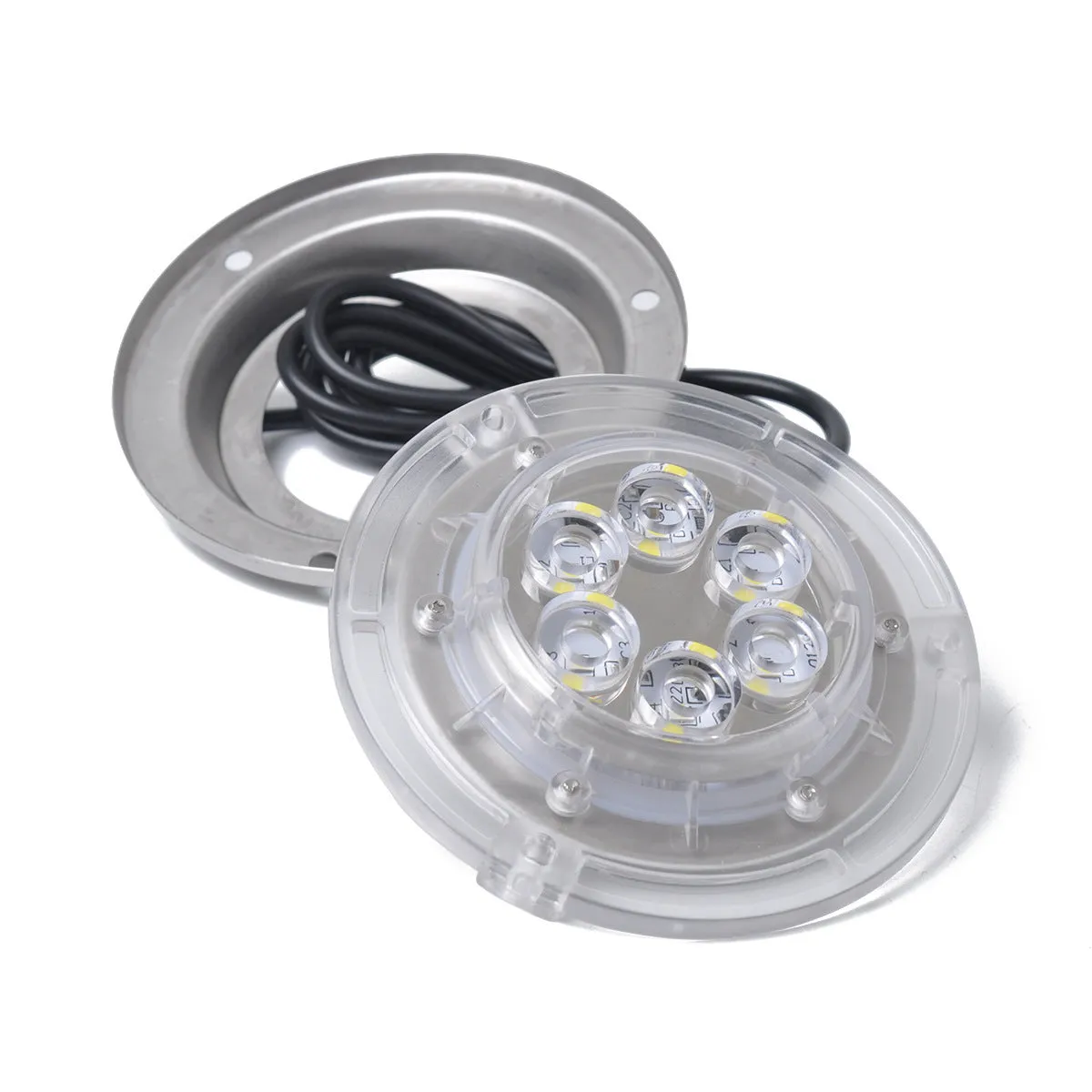 Stainless steel underwater light 12V 6 LED white IP68 marine boat yacht accessory 92.8mm diameter