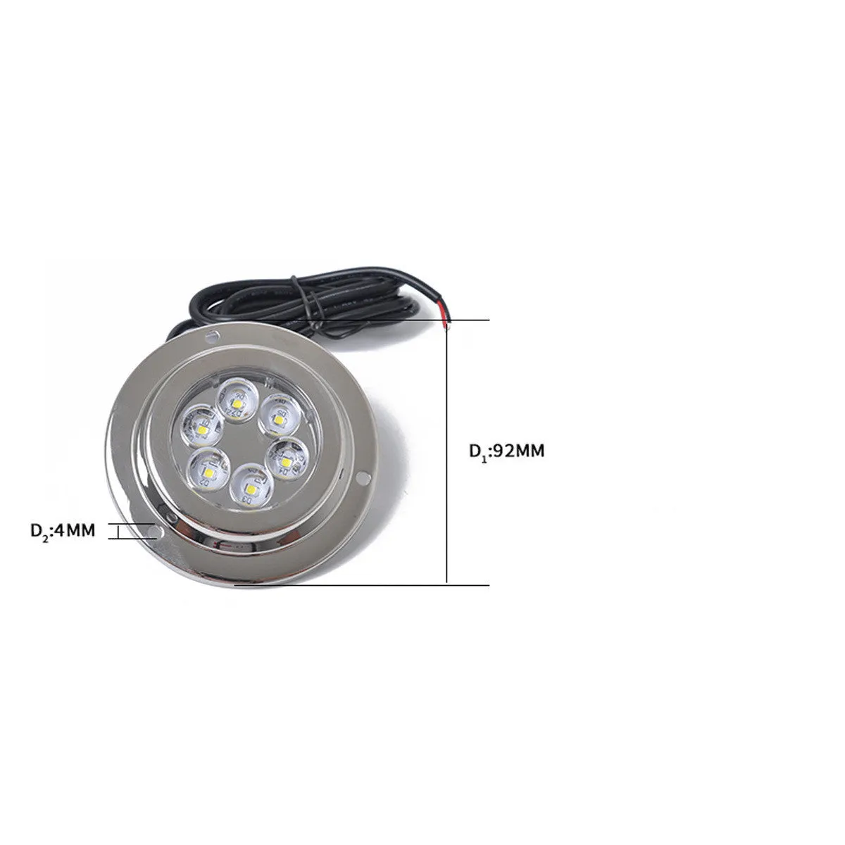 Stainless steel underwater light 12V 6 LED white IP68 marine boat yacht accessory 92.8mm diameter