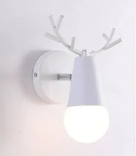 Modern antlers wall lamp in white wrought iron finish for corridor lighting