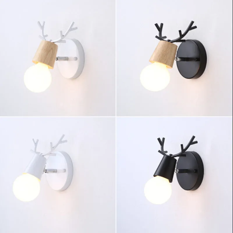 Modern antlers wall lamp in white wrought iron finish for corridor lighting