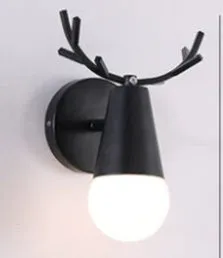 Modern antlers wall lamp in white wrought iron finish for corridor lighting