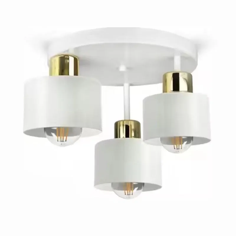 Wrought iron ceiling light black ribbon three-head lampshade alloy modern simplicity