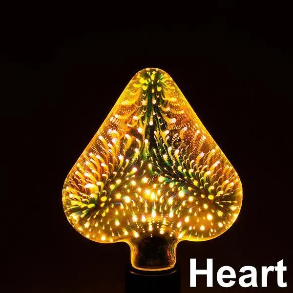 3D projection LED decoration bulb casting a firework pattern on a wall