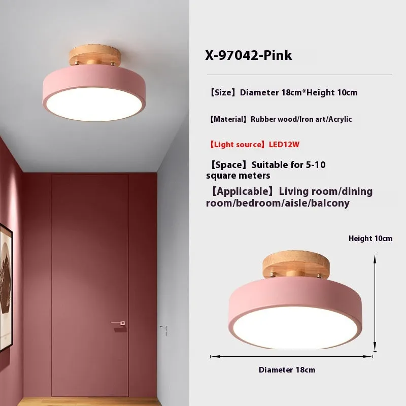 Minimalist Nordic wood art and acrylic ceiling light for corridor or entrance hall