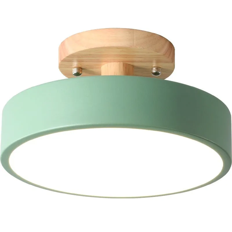 Minimalist Nordic wood art and acrylic ceiling light for corridor or entrance hall