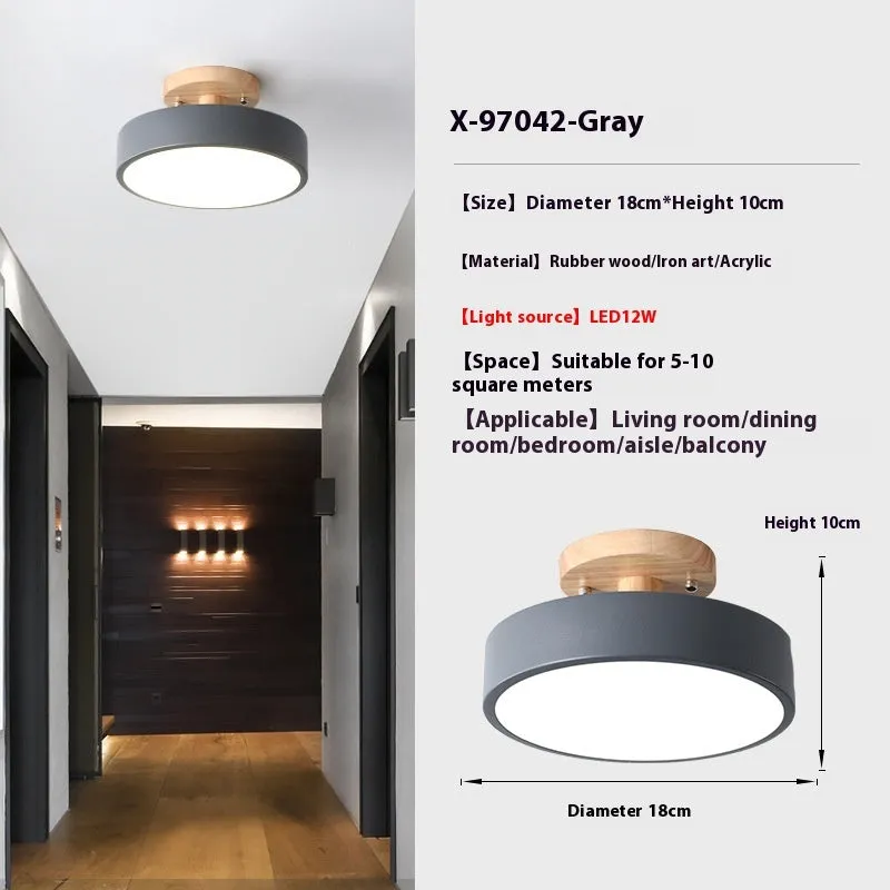 Minimalist Nordic wood art and acrylic ceiling light for corridor or entrance hall