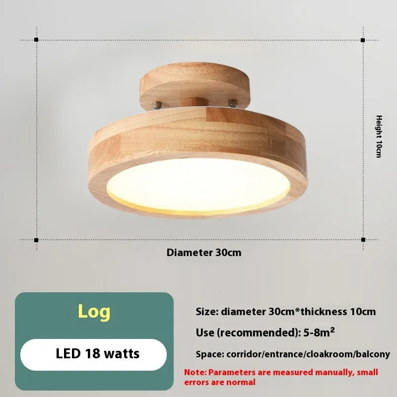 Minimalist Nordic wood art and acrylic ceiling light for corridor or entrance hall