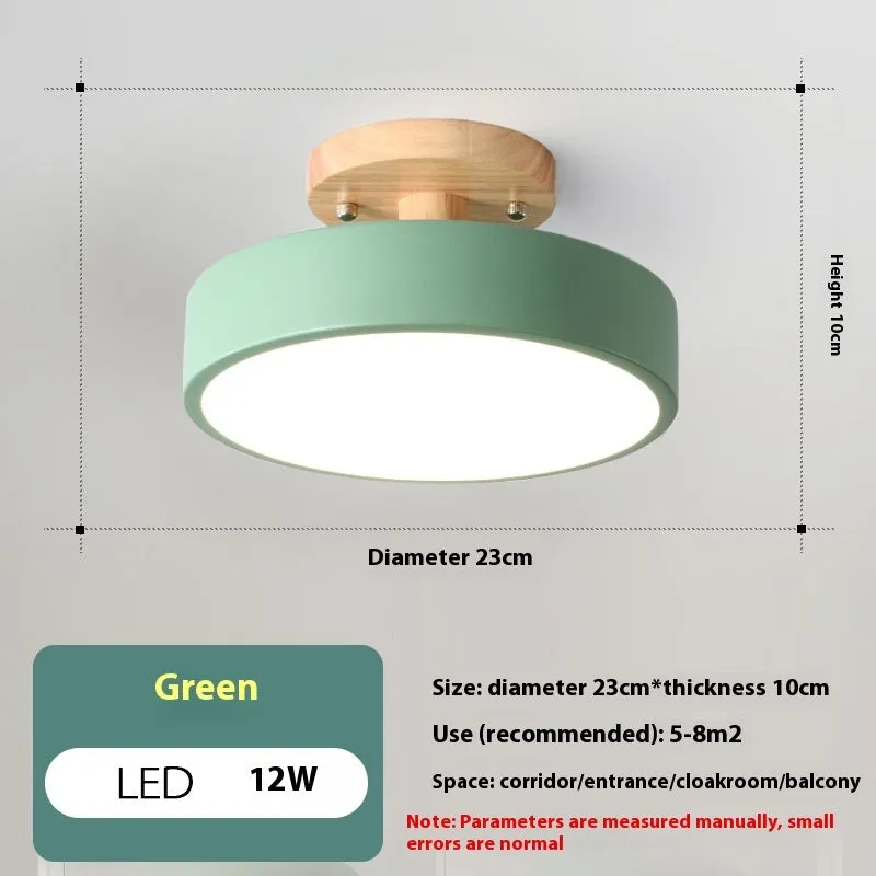 Minimalist Nordic wood art and acrylic ceiling light for corridor or entrance hall