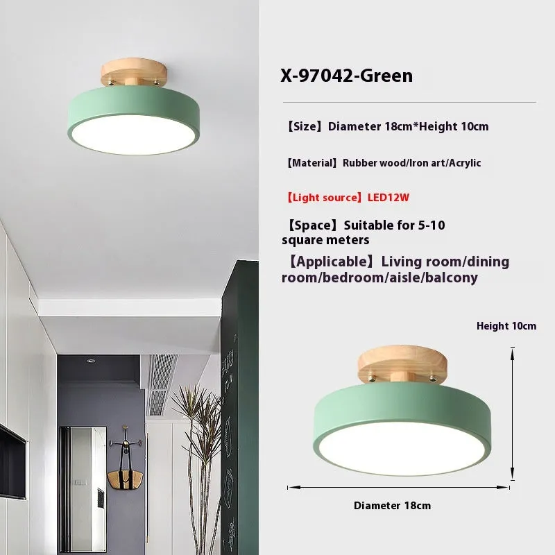 Minimalist Nordic wood art and acrylic ceiling light for corridor or entrance hall