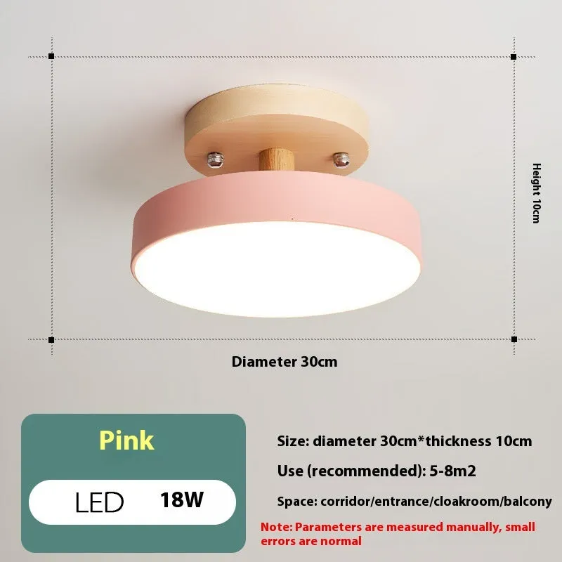 Minimalist Nordic wood art and acrylic ceiling light for corridor or entrance hall
