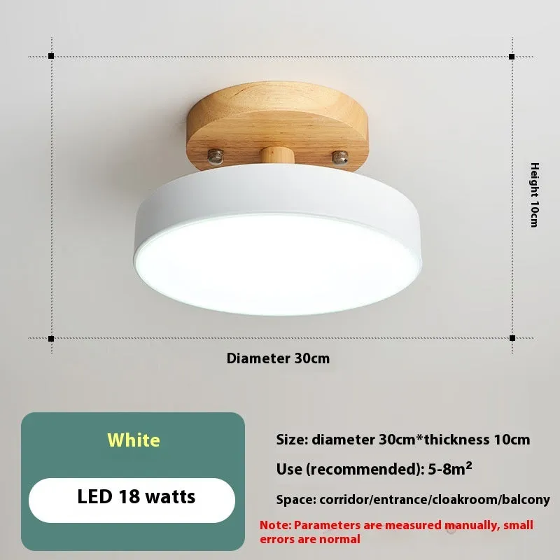 Minimalist Nordic wood art and acrylic ceiling light for corridor or entrance hall