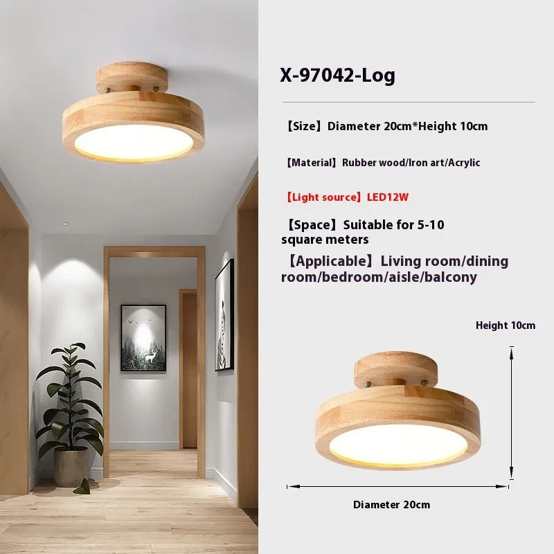 Minimalist Nordic wood art and acrylic ceiling light for corridor or entrance hall