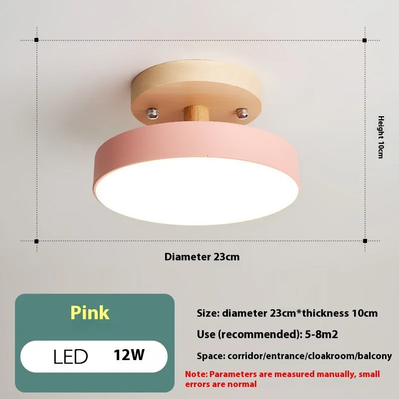 Minimalist Nordic wood art and acrylic ceiling light for corridor or entrance hall