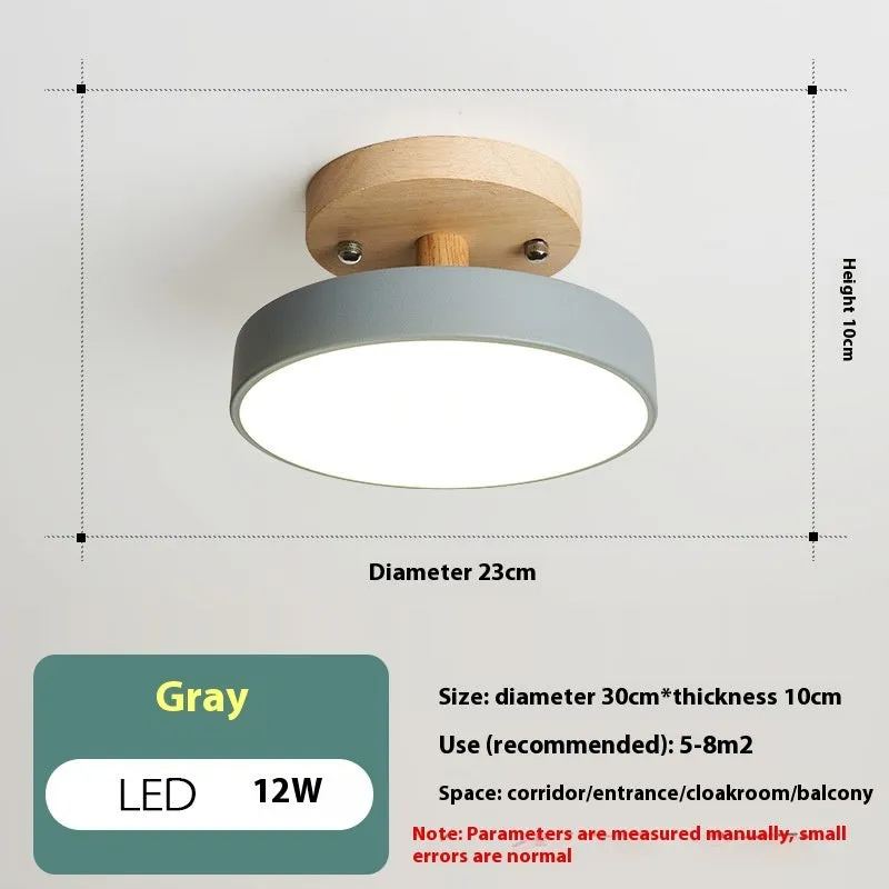 Minimalist Nordic wood art and acrylic ceiling light for corridor or entrance hall