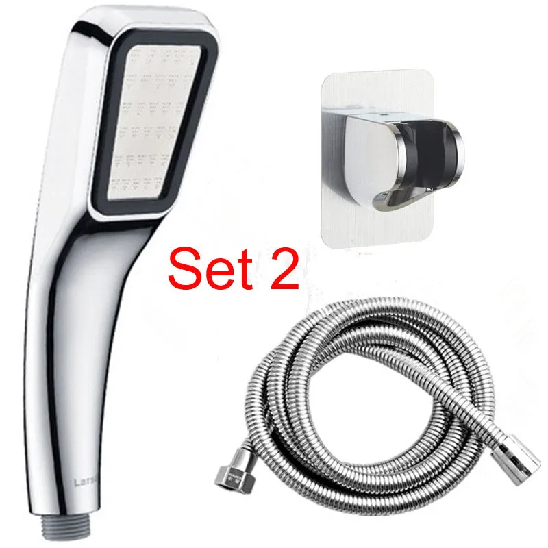 Orange hand-held pressurised shower head with rain spray function