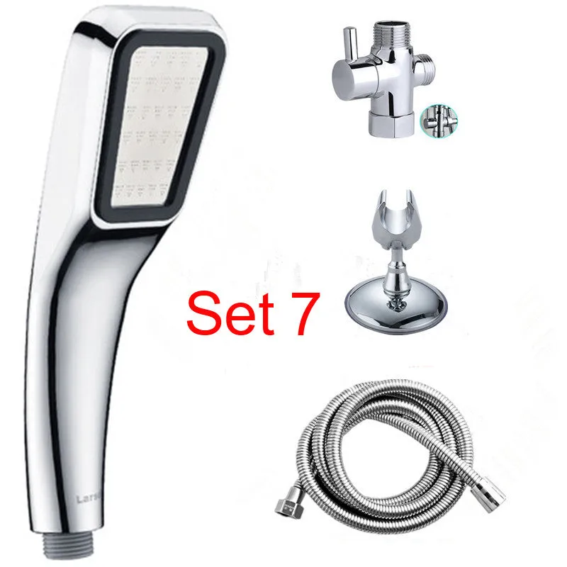 Orange hand-held pressurised shower head with rain spray function