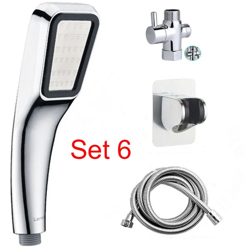 Orange hand-held pressurised shower head with rain spray function