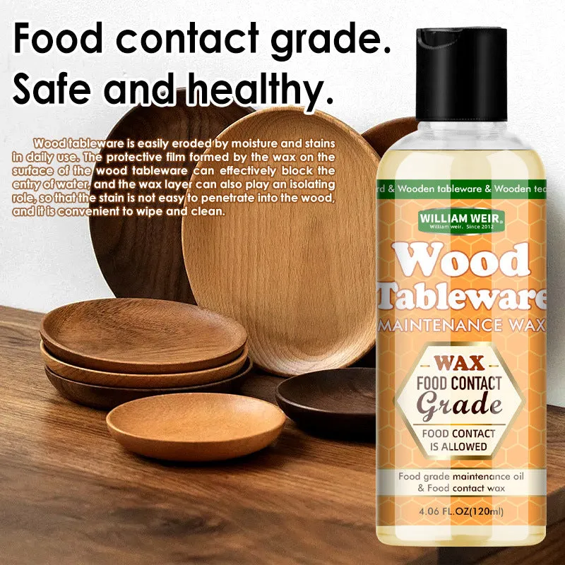 Wooden food grade tableware maintenance set with 120ml oil and wax bottles and towel