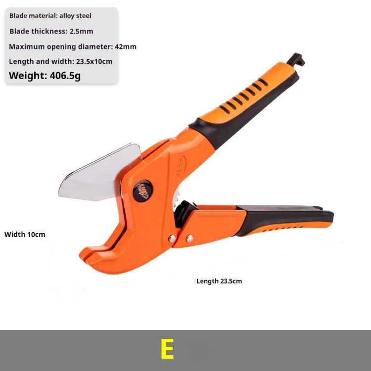 PVC pipe cutting knife light cutter with alloy steel blade on wooden surface