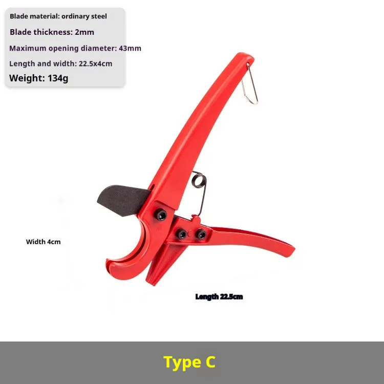 PVC pipe cutting knife light cutter with alloy steel blade on wooden surface