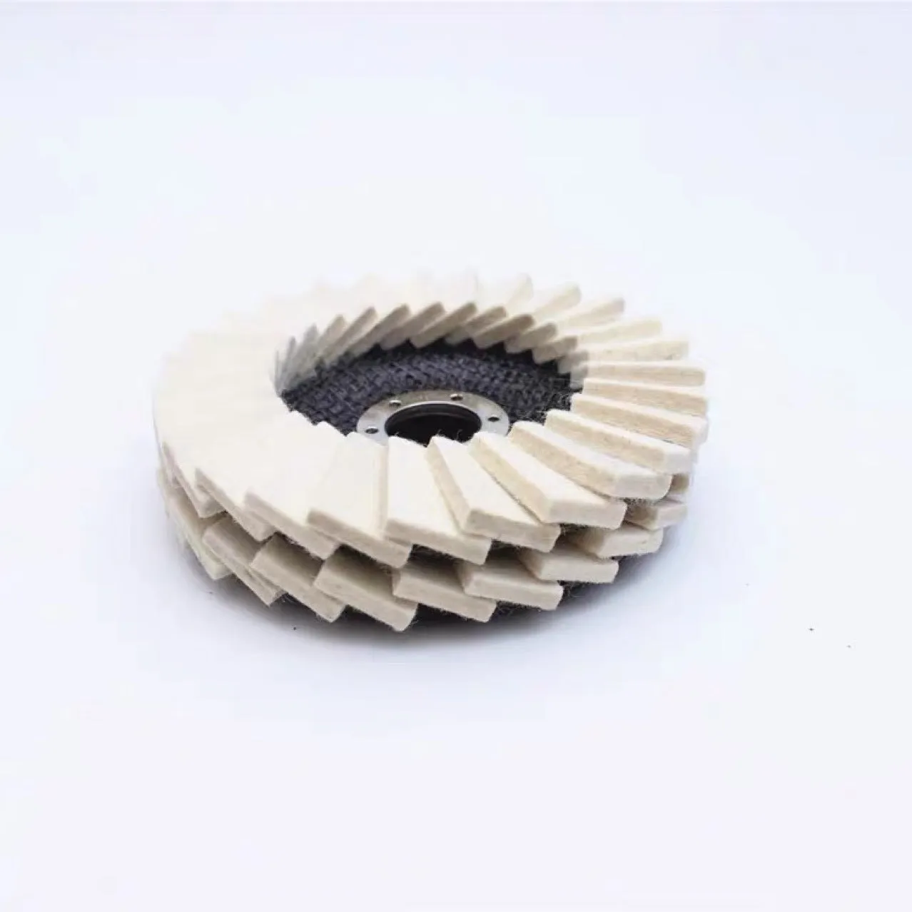 Flat wool flap disc polishing wheel for angle grinder with net cover
